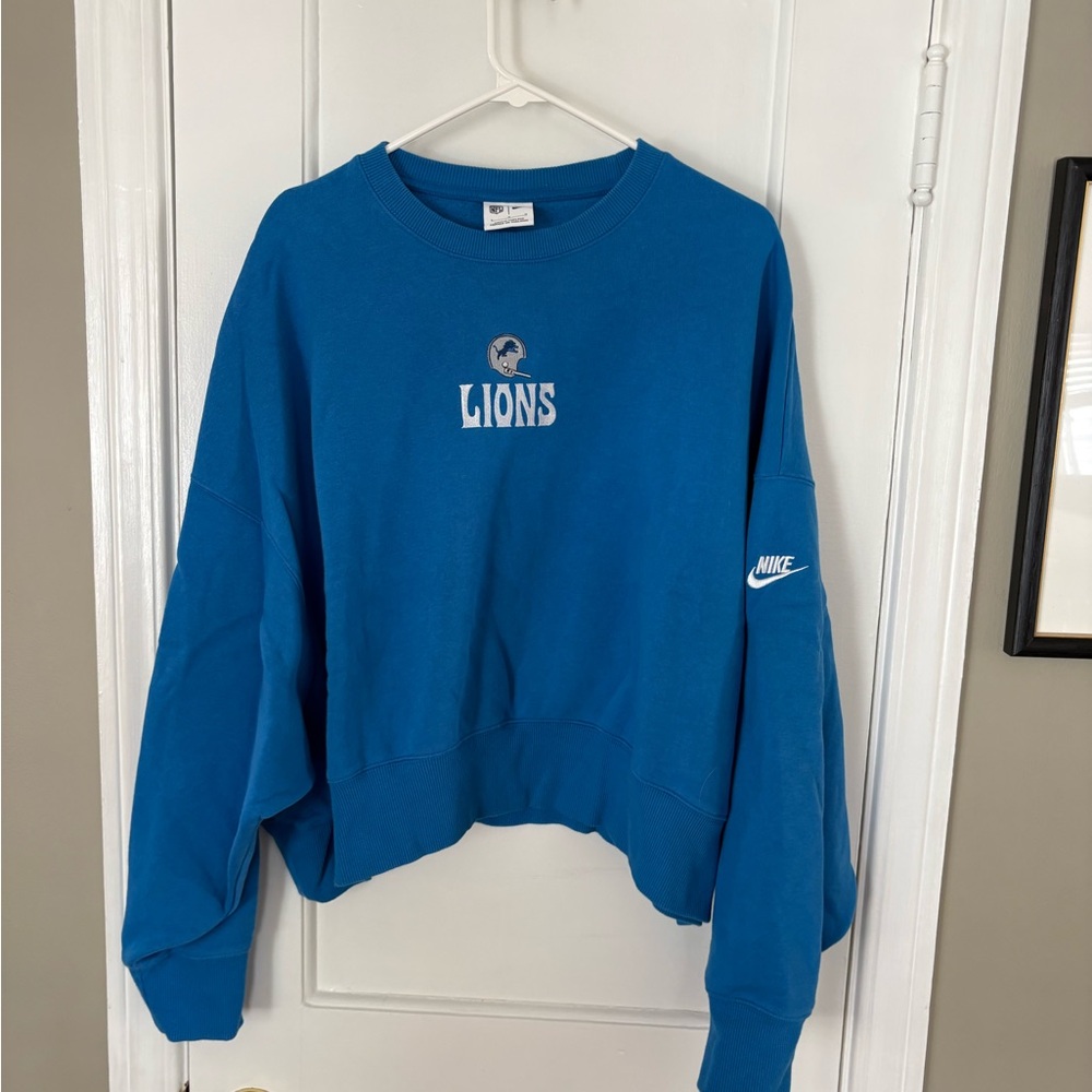 Nike Blue Detroit Lions Oversized Rewind Pullover Sweatshirt